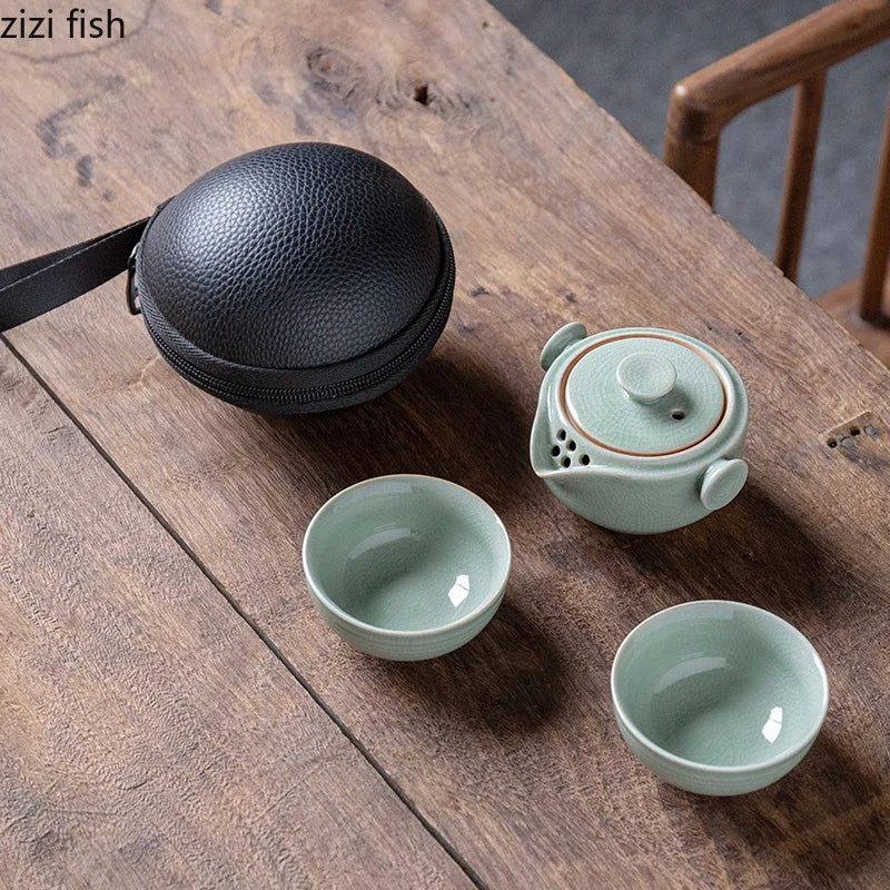 Axya Ceramic Tea Set for Modern Home Decor and Travel