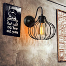 Axyaa Industrial Black Iron Wall Sconce with E27 Retro Cage Guard