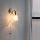 Axyaa Flower Glass Copper Wall Sconce LED Light with Pull Chain Switch