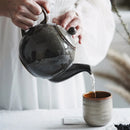 Axya Classic Black Ceramic Teapot Vintage Design for Home and Restaurant