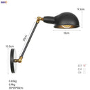 Axyaa Retro Loft Industrial Wall Lamp LED Light - Black Swing Arm Wall Sconce
