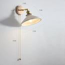 Axyaa Ceramic Copper Arm Wall Lamp with Pull Chain Switch, Japan Style