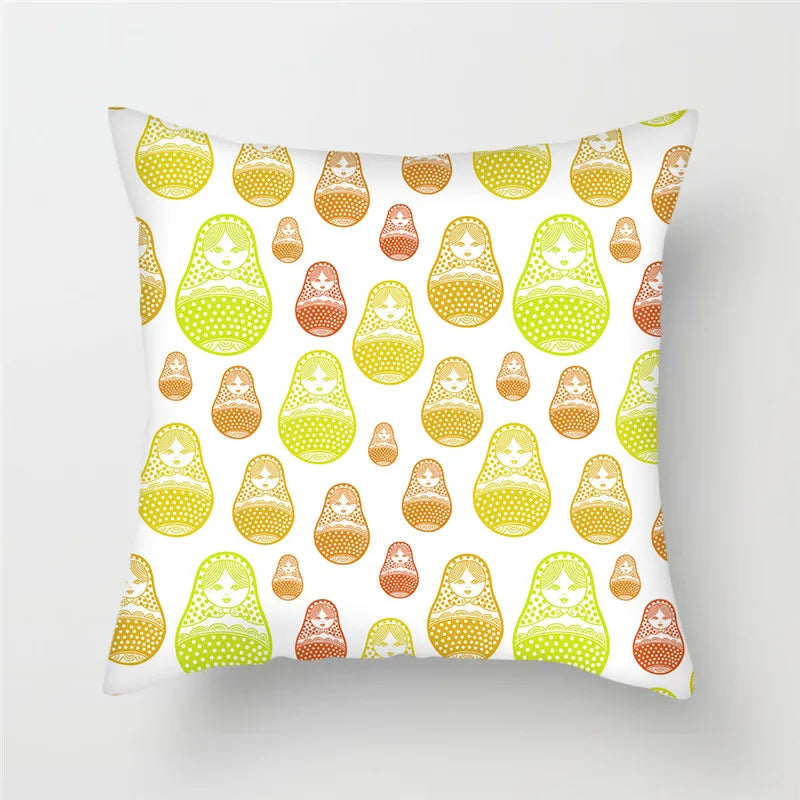 Axyaa Cartoon Doll Pattern Polyester Cushion Cover for Home Decor