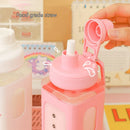 Axyaa Kawaii Shaker Bottle 700ml/900ml Straw Cute BPA-Free Plastic Gourde