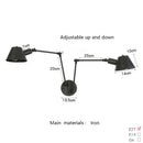 Axyaa Vintage Swimming Arm Wall Lamp Rustic Retro Adjustable Reading Light Applique Luminaire