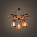 Axyaa Retro Hemp Rope Chandelier Wood Pendant Lamp for Restaurant and Bar