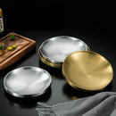 Axyaa Double Layer Stainless Steel Dinner Plates for Stylish Food Storage.