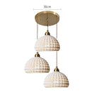 Axyaa Nordic White Ceramic LED Pendant Light with Knob Switch - Modern Copper Hanging Lamp