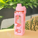 Axyaa Square Pastel Straw Bottle: Large Capacity Cute Water Bottle for Travel & Outdoor Sports