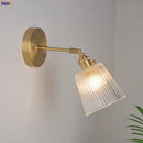 Axyaa Copper Glass LED Wall Lamp Switch Japanese Nordic Style Bedroom Bathroom Mirror Stair Light Wall Sconce
