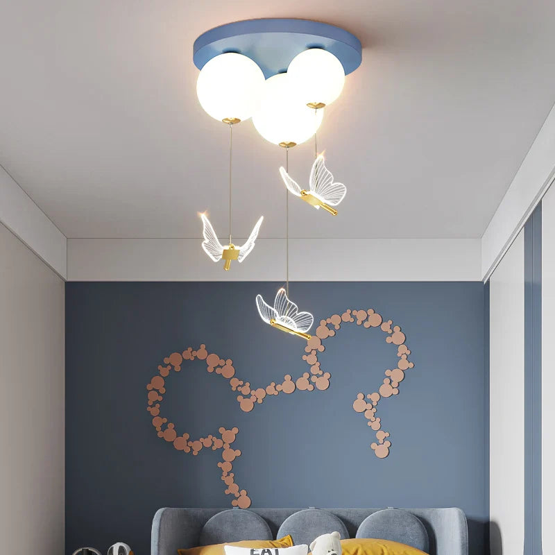 Modern Butterfly Ball Ceiling Lamp by Axyaa: Warm & Romantic Bedroom Pendant Light for Kids