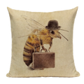Axyaa Bee Pattern Linen Cushion Cover - Nordic Decorative Throw Pillow Case