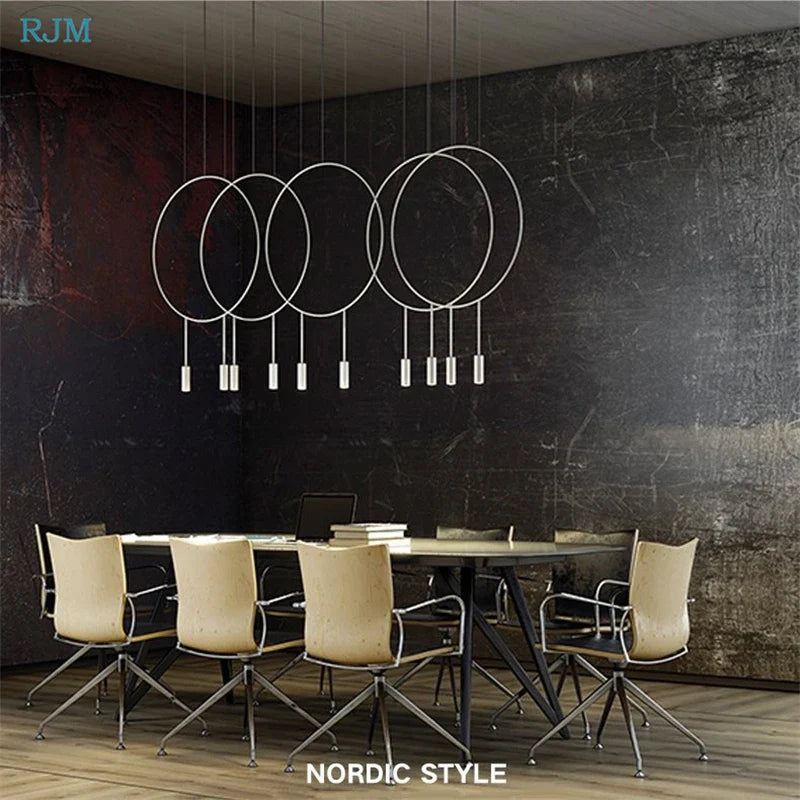 Axyaa Postmodern Metal Circular Pendant Light for Restaurant, Bedroom, and Bar Lighting