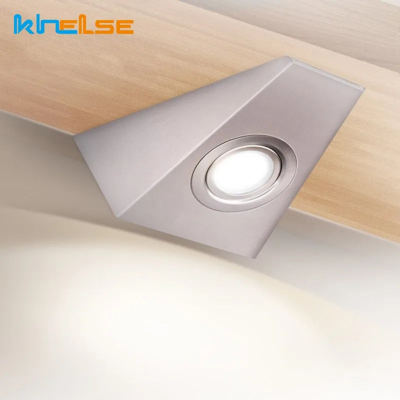Axyaa Triangle LED Closet Wall Lights Stainless Steel Switch Cabinet Lamp