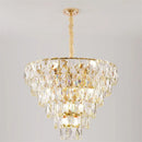 Axyaa Round Gold Steel Crystal LED Pendant Light for Luxurious Living Room