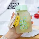Axyaa Cute Flowers Glass Water Bottle: Creative, Leakproof, Portable, Fresh Design for Female Students