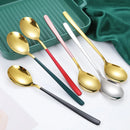 Axyaa Stainless Steel Golden Teaspoons with Long Handle - Kitchen Tableware
