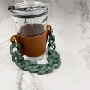 Axyaa Portable Glass Bottle Holder Strap PU Leather Beverage Cover
