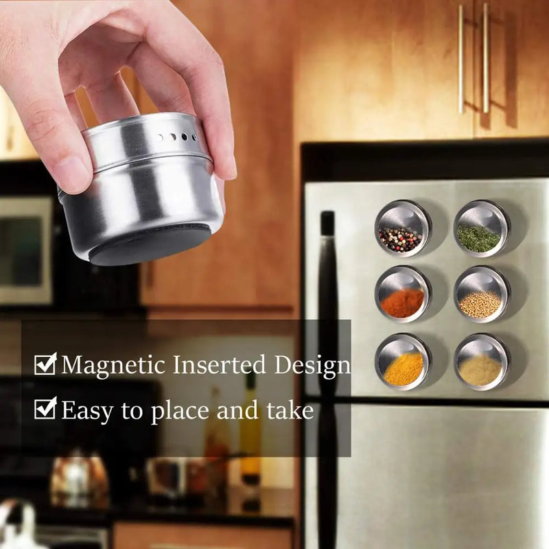 Axya Stainless Steel Spice Jars Set with Stickers