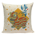 Axyaa Cartoon Tiger Lion Dance Pillow Case Cover for Bed Sofa Decoration
