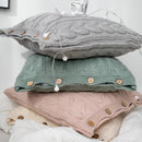 Axyaa Cozy Knit Cushion Cover in Vintage Ivory Grey Pink Solid Design