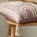 Axyaa Embroidered Cotton Linen Cushion Cover, 45x45cm, Yellow Beige Pink, Home Decor