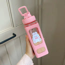 Axyaa Kawaii Shaker Bottle 700ml/900ml Straw Cute BPA-Free Plastic Gourde