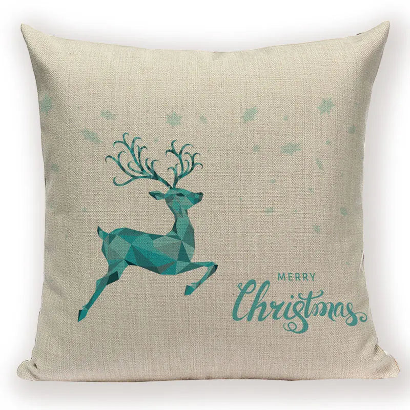 Christmas Cartoon Santa Claus Deer Pillows Covers Merry Christmas Gifts for The New Year by Axyaa