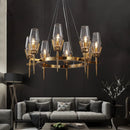 Axyaa Ana Chandelier: Vintage Brass Hanging Light for Dining Room, Kitchen, Living Room
