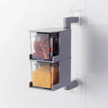 Axyaa Rotating Spice Storage with Spoon Wall Mount Jar Kitchen Organizer