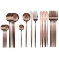Axyaa Black Stainless Steel Dinnerware Set: 24Pcs Cutlery Flatware Gift Set
