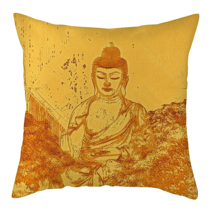 Buddha Pattern Throw Pillow Cover by Axyaa for Home, Car, Sofa Décor