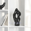 Axyaa Abstract Black and White Ceramic Vase with Hollow Out Hole for Home Decoration