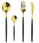 Axyaa 24-Piece Gold Stainless Steel Dinnerware Set - Gift Box, Dishwasher Safe