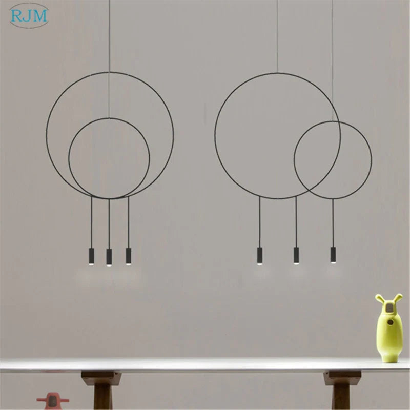 Axyaa Postmodern Metal Circular Pendant Light for Restaurant, Bedroom, and Bar Lighting