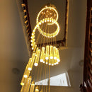 Axyaa Golden LED Crystal Chandelier for Living Room and Staircase