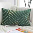 Axyaa Nordic Style Velvet Cushion Cover 30x50cm with Gold Embroidery for Home Decor
