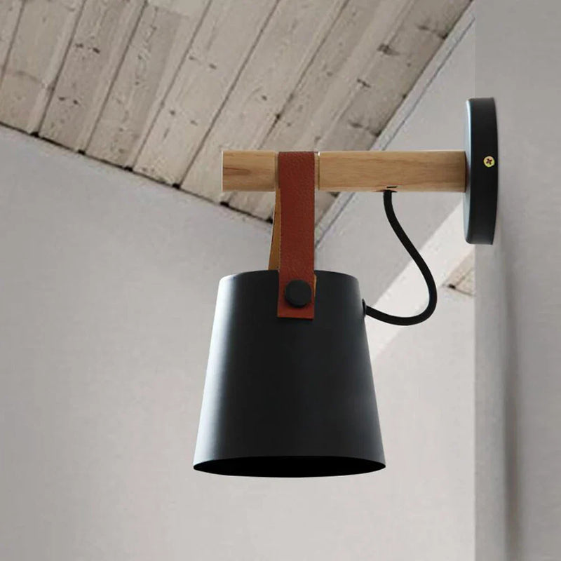 Axyaa Modern Nordic 5W LED Wall Lamps with Wood Design, E27 Bedside Lights for Living Room, 110-240V