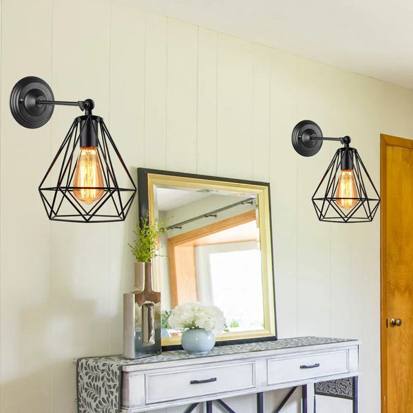 Axya Industrial LED Cage Wall Light: Modern Black Sconce Fixture