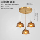 Axyaa Nordic Amber Glass Pendant Lights Vintage Copper Hanging Lamp LED Lampara Colgante