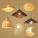 Axya Rattan Pendant Lights: Hand-woven Straw Hat Chandelier for Living Room Lighting