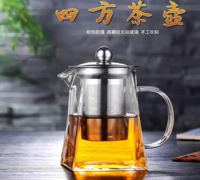 Axya Stainless Steel Tea Infuser Pot Glass Teapot Cup