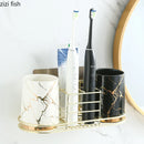 Axya Marble Pattern Ceramic Toothbrush Cup Set