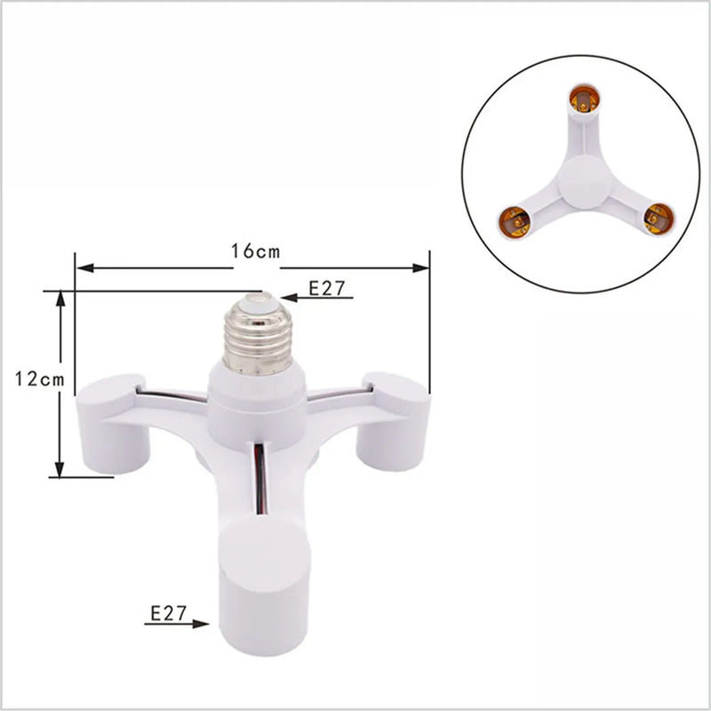 Axyaa White 3-in-1 E27 Lamp Holder Converters - 2 Pack