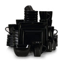 Axyaa SOHO Black Porcelain Square Dinnerware Set with Plates, Bowls, Mugs