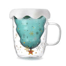 Axyaa Double Wall Glass Christmas Tree Mug: Creative Holiday Gift for Coffee, Milk, Juice