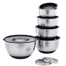 Axyaa 5-Piece Stainless Steel Salad Mixing Bowl Set with Grater and Lids