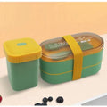 Axyaa Double Layer Lunch Box with Fork and Spoon - Microwave Safe Bento Box for Healthy Meals