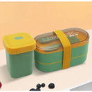 Axyaa Double Layer Lunch Box Set with Fork & Spoon, Microwave Safe Bento Container