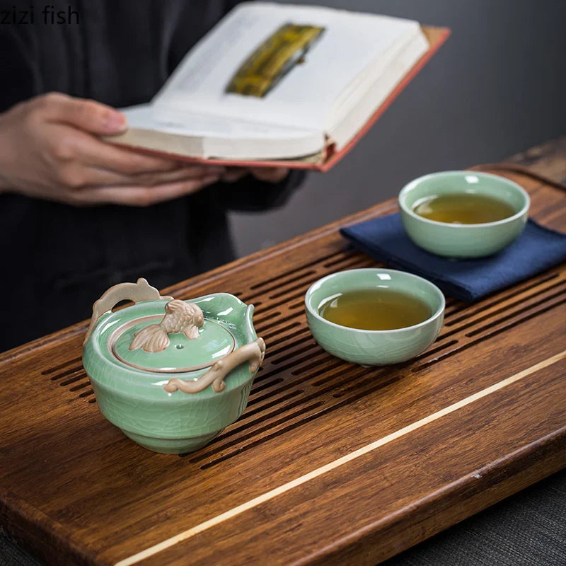 Axya Ceramic Teapot and Tea Cup Set for Stylish Home Tea Brewing